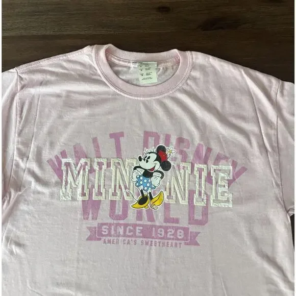 Vintage Disney Minnie Mouse Shirt Womens Medium Pink Walt Disney World Tee - Picture 1 of 7